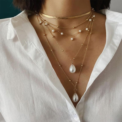 Layered Gold Necklace Set with Coin Pendant Boho Beaded Design Adjustable Chain Jewelry for Everyday Stacking Accessories - color: B