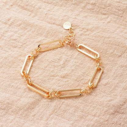 LOYATA Chain Bracelet Gold Link 14K Gold Plated Dainty Pearl Bracelet Simple Jewelry Gift for Women - style: Coin 3