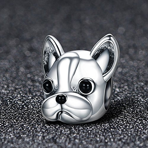 BISAER 925 Sterling Silver Charms for Bracelets Cat Dog Sloth Animal Beads Butterfly Fairy Heart Dangle Pendant Charms - color: Dog