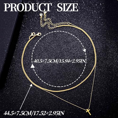 Layered Plated Silver Cross Necklace Sparkle Chain Dainty Jewelry for Women - color: C-Style