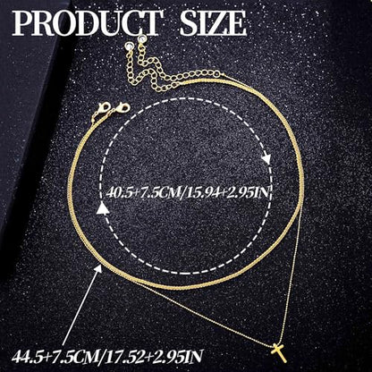 Layered Plated Silver Cross Necklace Sparkle Chain Dainty Jewelry for Women - color: C-Style