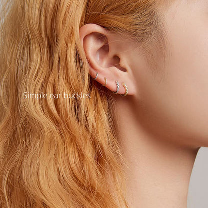 3 Pairs Huggie Hoop Earrings,Cartilage Hoop Earring Cubic Zirconia Cuff Surgical Stainless Steel Earrings - color: Black