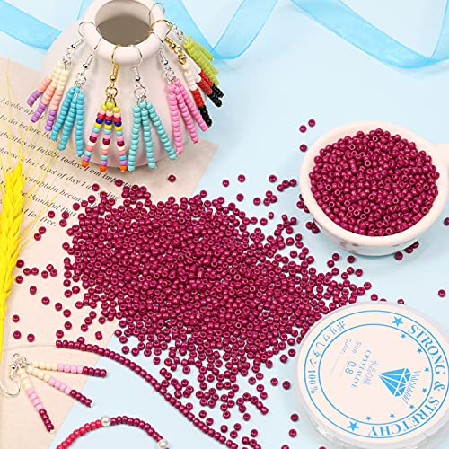 Bala&Fillic Magenta Color 3mm Seed Beads About 3600pcs/100Grams in Bag, 8/0 Glass Craft Beads for Making Bracelet and Necklace (Magenta) - color: Magenta
