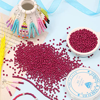 Bala&Fillic Magenta Color 3mm Seed Beads About 3600pcs/100Grams in Bag, 8/0 Glass Craft Beads for Making Bracelet and Necklace (Magenta) - color: Magenta