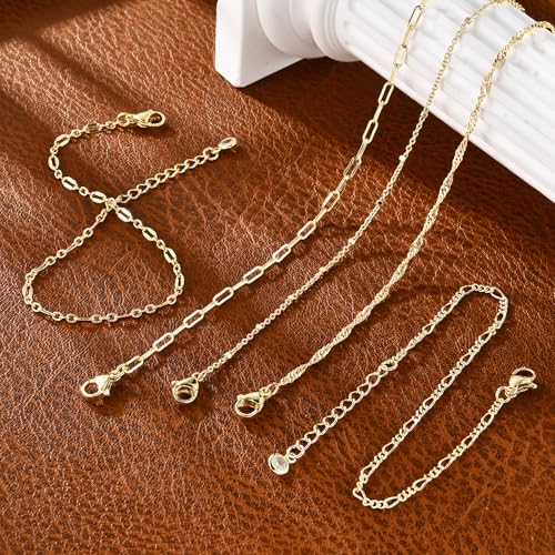 Gold Bracelets for Women, 14K Gold Plated Stackable Bracelet Stack Set Adjustable Charm Small Square Chain Snake Link Layered Waterproof Jewelry Sets Gifts - color: Bracelets-2 Gold