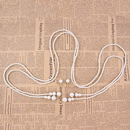 Handmade Faux Pearl Necklace and Clip on Earrings Jewelry Sets for Women Bib Choker Collar Necklace - color: Double Necklace+Screw Clip Earrings