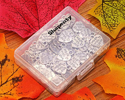 Shapenty 100PCS Mini Metal Beads Heart Shaped “Made with Love” Charms Bulk for DIY Craft Keychain Necklace Pendants Bracelets Earrings Jewelry Making Findings - color: Silver