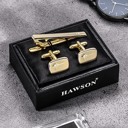 HAWSON 1.5/2inch Tie Clip for Men, Novelty Tie Clip for Men and Boys, Cufflinks and Tie Clip Set for Men - color: D-Gold Crack