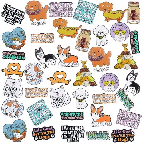 40 Pcs Dog Enamel Pins for Backpacks Funny Pet Dog Lapel Pins Lovely Cute Brooch for Women Men Lovers Clothes Bags Accessories Gifts - style: Dog Theme