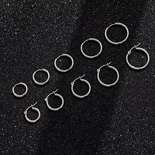 5-10 Pairs Small Gold Silver Hoop Earrings for Women, Stainless Steel Earrings Set Mens Lightweight Thin Hypoallergenic Small Hoops Set - style: 10pcs-B+S