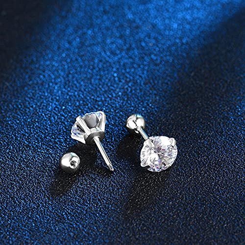 Stud Earrings Set 316L Stainless Steel Hypoallergenic Earrings for Women Men Earrings 3-7mm Cubic Zirconia Earrings Tragus Cartilage Helix Lobel Ear Studs 20G,Pack of 5 Pairs - color: A03:5Pairs(SILVER)