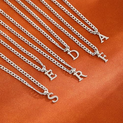 Silver Initial Necklace for Men Letter Pendant Cuban Link Chain | Stainless Steel 4mm 20 Inch Chain Non Tarnish Silver Plated A-Z Capital Name Charm Custom Personalized Jewelry Gift for Man - style: Silver:Z