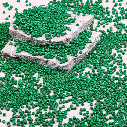 2mm Glass Seed Beads Bulk, Green 12/0 Tiny Round Seed Bead, Small Mini Pony Craft Beads for Bracelet Necklace Wrist Jewelry Making Beading Weaving DIY Crafts Supplies - color: Green