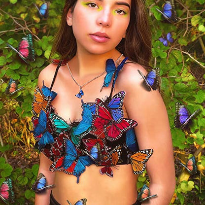 Ornaland 6pcs Butterfly Pendant Necklace for Women Adjustable Alloy Enamel Chain Charms Jewelry Fashion Dangle Necklace Gifts for Lovers Christmas Birthday - color: A1