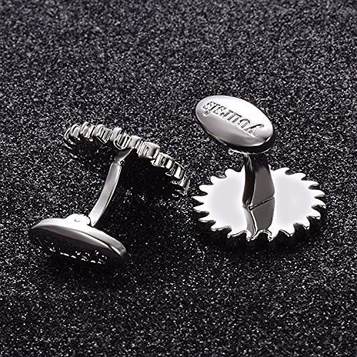 Yoursfs Novelty Sunflower/Love Knot/Architect Cufflinks for Men Funny Stainless Steel Cufflinks Personalized Cuff links Wedding Gift Fashion Jewelry - style: Colorful Sunflower Cufflinks