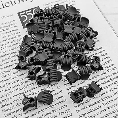 50 PCS Mini Hair Claw Clips， Bangs Strong Grip Multifunction Clamp Clips. (Frosted black) - color: Frosted black