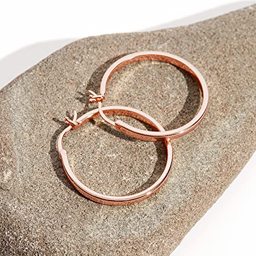 PAVOI 14K Gold Plated 925 Sterling Silver Post Lightweight Hoops | 20mm - 30mm Earring | Gold Hoop Earrings for Women - color: Rose Gold, size: 30 Millimeters