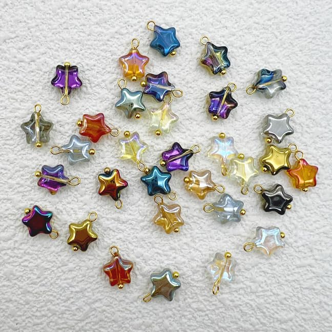 50 Pcs Crystal Glass Pendants for DIY Jewelry Making, AB Color Plated Charms for Bracelet Necklace Earring - style: 50 Pcs-Star