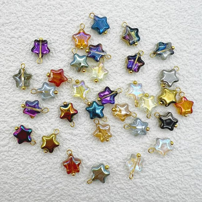 50 Pcs Crystal Glass Pendants for DIY Jewelry Making, AB Color Plated Charms for Bracelet Necklace Earring - style: 50 Pcs-Star