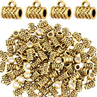 Joez Wonderful Links Bail Beads, Hypoallergenic Alloy Column Spacer Beads - color: Style C, 100 Gold