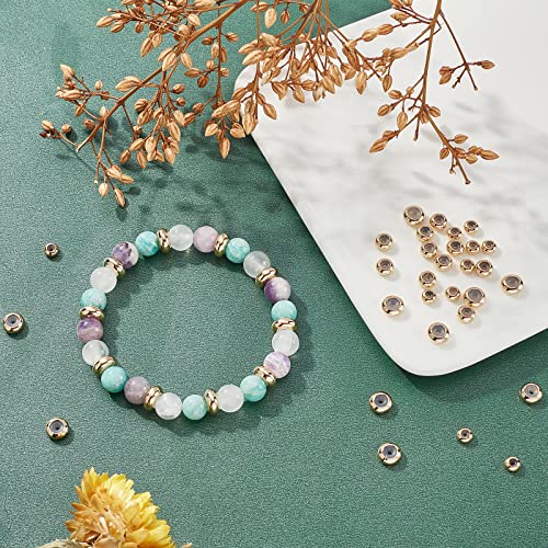 PH PandaHall 24K Gold Plated Stopper Spacer, 4 Sizes Brass Rubber Beads 40pcs Adjustable Slider Beads Insert Rubber Stopper Positioning Spacer for Beaded Garden Decor Bracelet Jewelry Making - size: 5/6/7/8mm