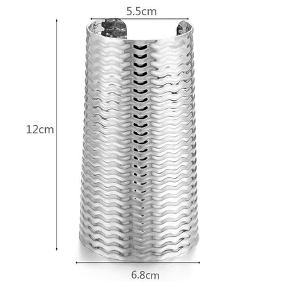 COLORFUL BLING Punk Alloy Hollow Geometric Smooth Polished Gold Hoop Open Cuff Wide Bracelet Bangle Wrist Jewelry for Women Lady - color: silver wave
