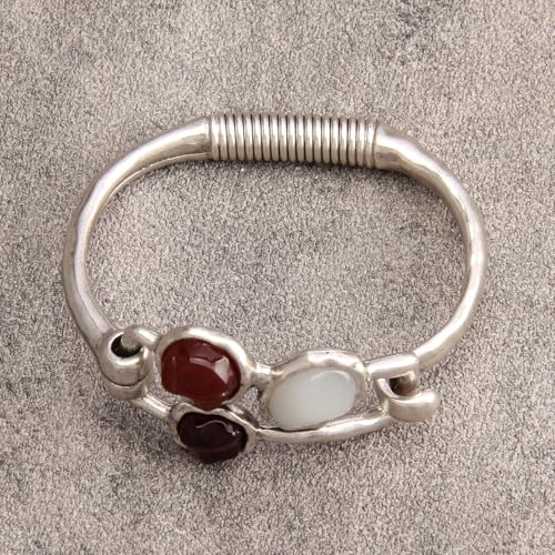 Gold Cuff Bracelet for Women Chunky Bracelet Statement Bracelet | Chunky Bangle Bracelets for Women Silver Beaded Open Bangle Stackable Stretch Bead Bracelet Boho Jewelry Gift for Wife Couple - style: Silver Bangle Bracelets