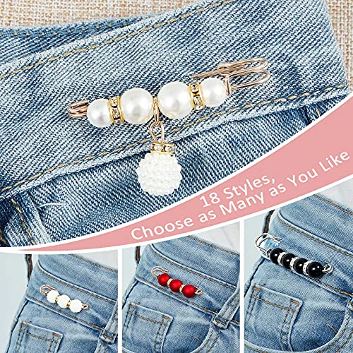Hicarer 18 Pcs Pearl Safety Pin Brooches for Women Decorative Safety Pins for Clothing Sweater Shawl Clips Pant Waist Tightener Cardigan Collar Clips(Retro Style) - style: Retro