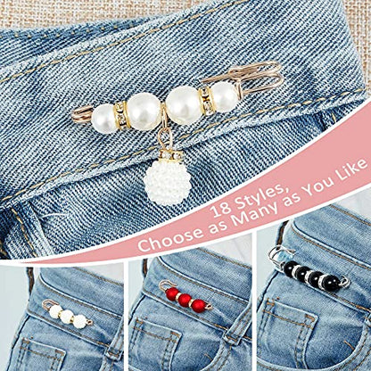 Hicarer 18 Pcs Pearl Safety Pin Brooches for Women Decorative Safety Pins for Clothing Sweater Shawl Clips Pant Waist Tightener Cardigan Collar Clips(Retro Style) - style: Retro