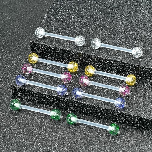 FECTAS 14G Plastic Nipple Rings for Surgery Plastic Tongue Rings Bioflex Flexible Acrylic Piercing Retainer 5 Pairs 14/16/18mm - style: Modern