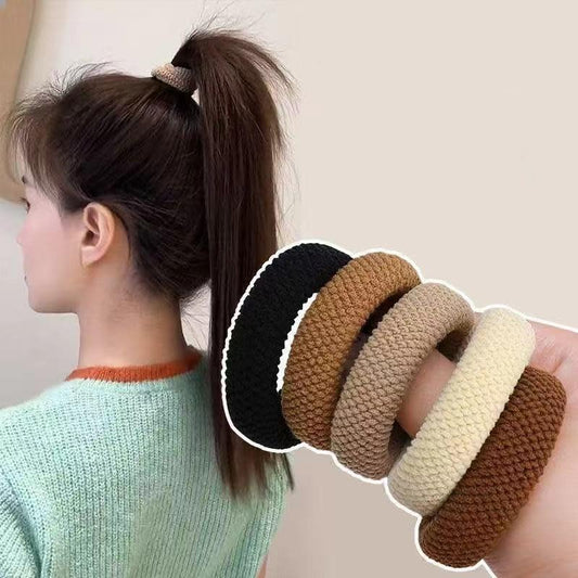 5Pcs Elegant Multicolour Thickened High Elasticity Hair Ties Durable Gentle No-Damage Scrunchie for Women Seamless Soft Hair Elastics Ponytail Holders - color: Multicolored 27