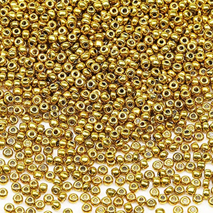 Bala&Fillic Golden Color 3mm Seed Beads About 3600pcs/100Grams in Bag, 8/0 Glass Craft Beads for Making Bracelet and Necklace (Golden) - color: Golden
