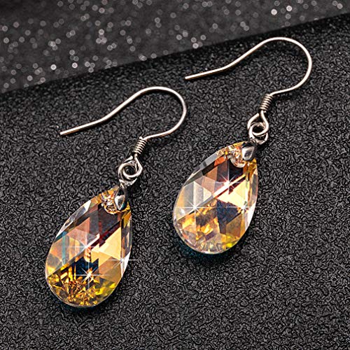 Austrian Crystal Teardrop Drop Earrings for Women, French Hook | 925 Sterling Silver Hook, Crystal Dangle Earrings, Sparkly Teardrop Stone, Lightweight Feel, Day-To-Evening Wear - color: Aurora Borealis