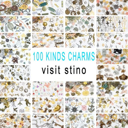 stino 100 G Mixed Style Metal Charms for Jewelry Making, Bulk Silver & Gold Plated, for Bracelet, Necklace, Earrings DIY Crafts - style: Crown