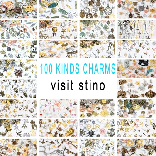 stino 200Pcs A-Z Metal Letter Charms for Jewelry Making, Capital Alphabet Initial Charms - color: 104PCs Letters Mixed Color