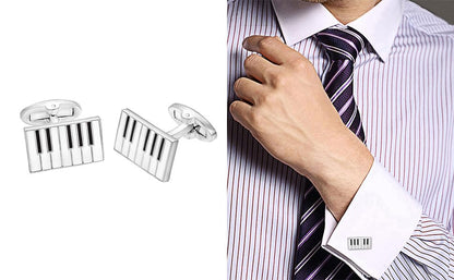 Yoursfs Novelty Sunflower/Love Knot/Architect Cufflinks for Men Funny Stainless Steel Cufflinks Personalized Cuff links Wedding Gift Fashion Jewelry - style: Piano Key Cufflinks