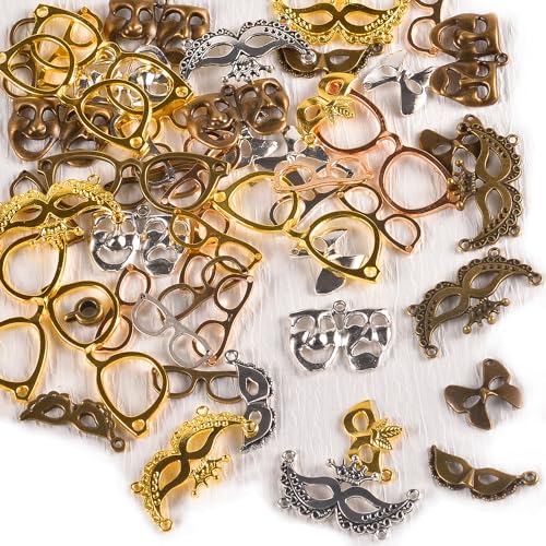 stino 100 G Mixed Style Metal Charms for Jewelry Making, Bulk Silver & Gold Plated, for Bracelet, Necklace, Earrings DIY Crafts - style: Masquerade Mask
