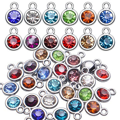 Aylifu Birthstone Charms Crystal Pendant Charms 12 Months Birth Charms for Necklace Bracelet Earring - color: 12 Birthstone Colors