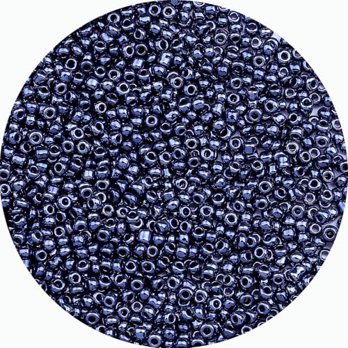 2mm Glass Seed Beads Bulk, Gunmetal Black 12/0 Tiny Round Seed Bead, Small Mini Pony Craft Beads for Bracelet Necklace Wrist Jewelry Making Beading Weaving DIY Crafts Supplies - color: Gunmetal Black