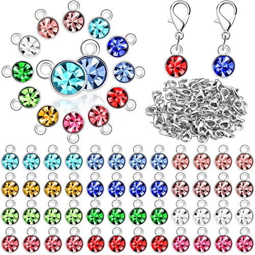 Sureio 300 Pcs Birthstone Charms for Jewelry Making Handmade DIY Crystal Birthstone Beads Bling Round Charms Bracelet Enamel for Birthday Jewelry Making Earrings Accessory (Bright Color) - color: Bright Color