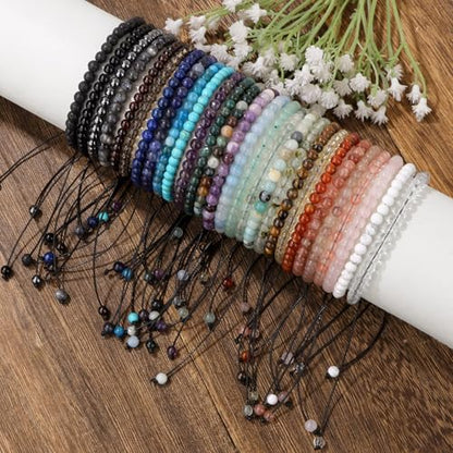 Lit Wall Crystal Anklets for Women Handmade Beach Boho Ankle Bracelet 4mm Adjustable Beaded Ankle Bracelet Waterproof Natural Stone Anklet Plus Size Anklets Gemstone Anklet Jewelry Gift for Her - style: Garnet