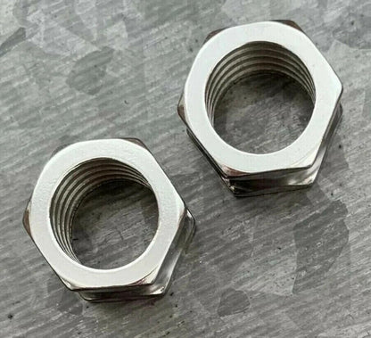 PAIR of Steel Hexagon Screw Bolt Tunnels Double Flare Plugs Earlets Gauges - style: 2g (6mm)