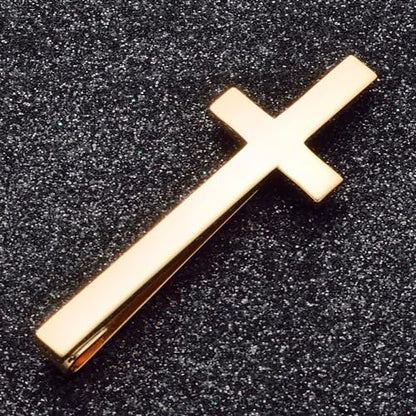 Gold Black Silver Cross Tie Clips For Men Unique Christian Catholic Tie Clip Cross Accessories For Men - style: gold tie clip cross