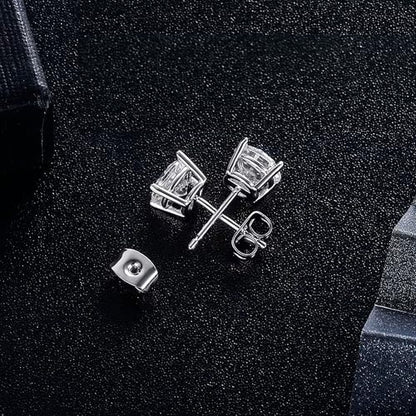 MDFUN Hypoallergenic CZ Stud Earrings Set for Women/Men,6 Pairs 18K Gold Plated Round 3-8mm Clear Cubic Zirconia Earring Pack Jewelry Gift - color: White gold-3mm-6 pairs