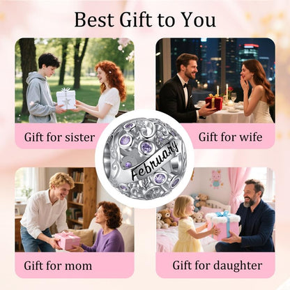 S925 Sterling Silver Twelve Months Birthstone Charms for Pandora Bracelets | Su-Carata 12 Months Birthstone Bead Charms with Colorful Cubic Zircona fit Necklaces Gifts For Birthday Mother's Day Women
