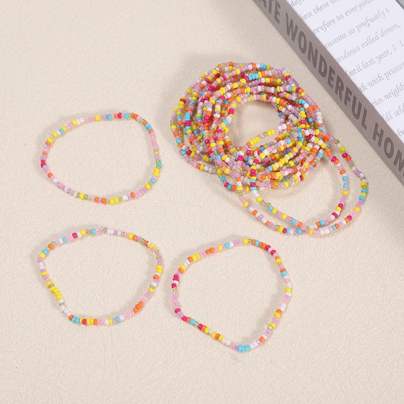 18-20PCS Colorful Bohemia Seed Beaded Bracelets Set Stackable Boho Stretch Bangle Bracelets Multilayer Boho Anket Concert Summer Beach Vaction Surf Jewelry Accessory - color: Candy Color-20pcs