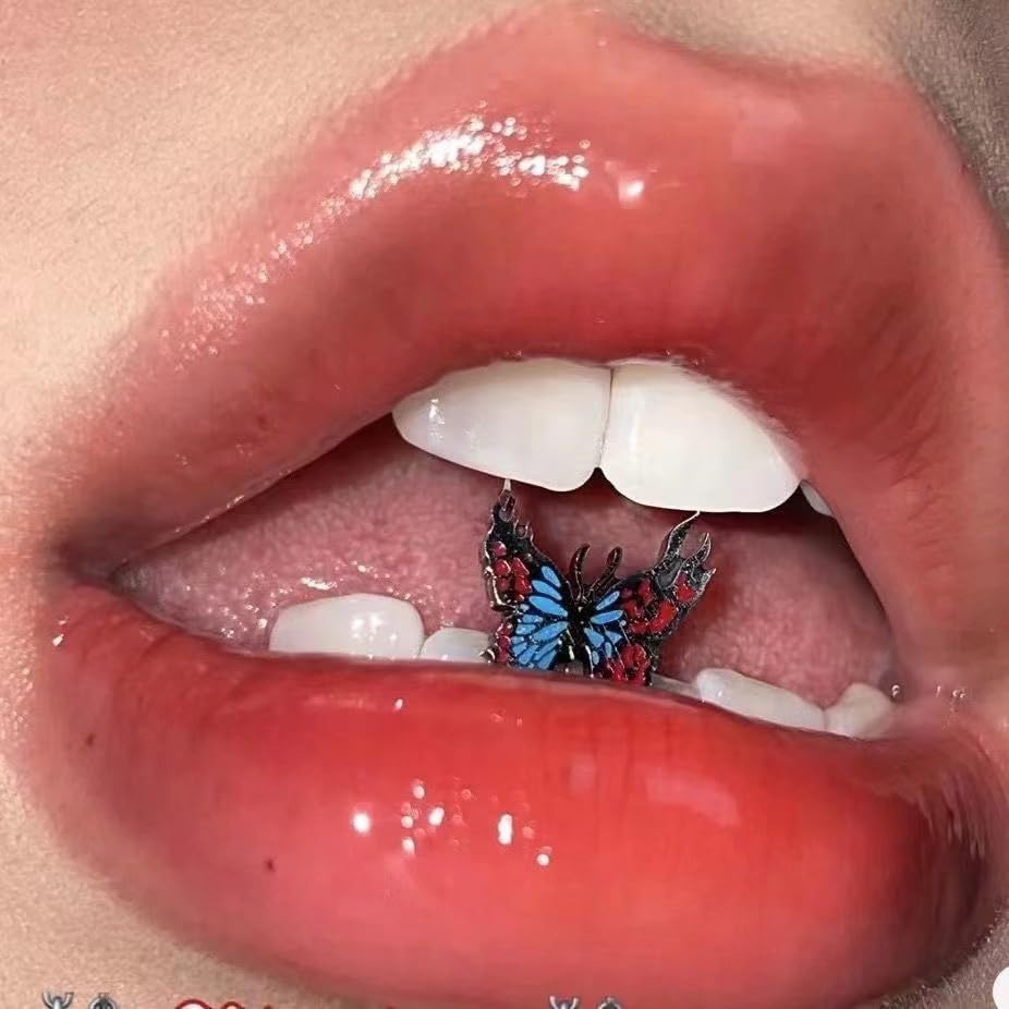 14G Butterfly Tongue Rings for Women Stainless Steel Tongue Barbell Tongue Piercing Jewelry