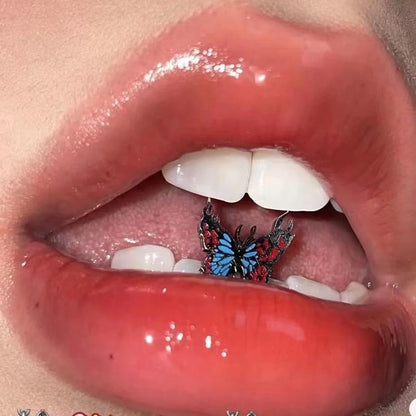 14G Butterfly Tongue Rings for Women Stainless Steel Tongue Barbell Tongue Piercing Jewelry