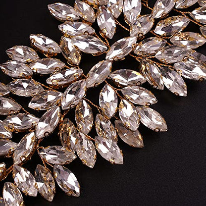 JWICOS Bridal Headband Crystal Wedding Hair Vine Wedding Headpieces for Bride Hair Accessories for Women and Girls (Gold) - color: Gold