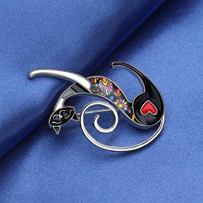 NEWEI Cat Brooch Pins for Women Girls Jacket Bag Charms Cat Pins Jewelry Gifts - color: Graphite Black
